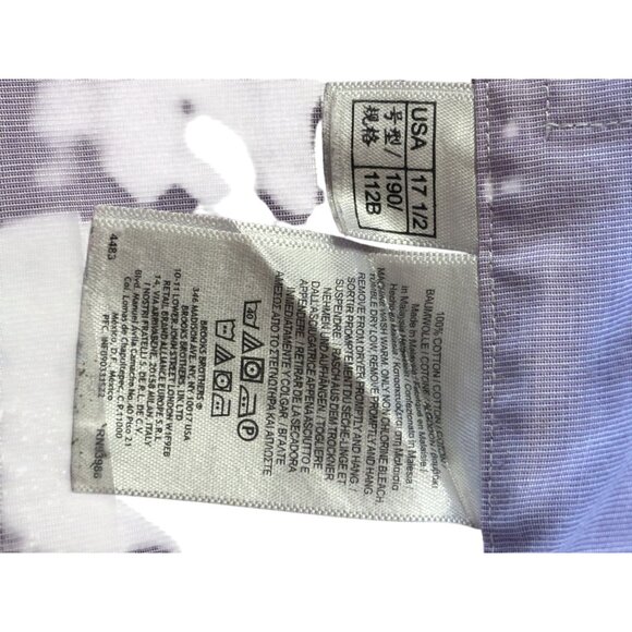 Brooks Brothers Mens Slim Fit Non-Iron Dress Shirt Size 17.5 Lavender Supima Cot - Picture 4 of 5